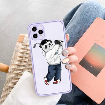 Милый чехол для телефона Panda для iPhone X XR XS 7 8 Plus 11 12 13 pro MAX 13mini полупрозрачный матовый чехол iphone 7 or 8