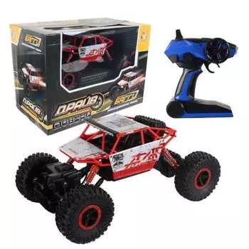 Раллийная машина Драйв бигвил на радиоуправлении, 2,4GHz, 4WD, масштаб 1:18, курковый пульт, амортизаторы, c АКБ Ni-CD, красно-белый