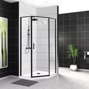 Душевой уголок 100x100 см BelBagno UNO-195-P-1-100-C-NERO прозрачное