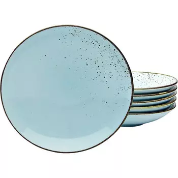 CreaTable Набор тарелок для супа из керамогранита 22 см, 6 предметов Nature Collection Light Blue 22066 CreaTable