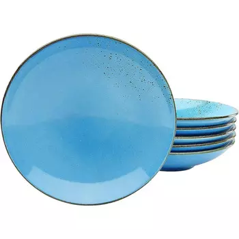 CreaTable Набор тарелок для супа из керамогранита 22 см, 6 предметов, синий Nature Collection 22061 CreaTable