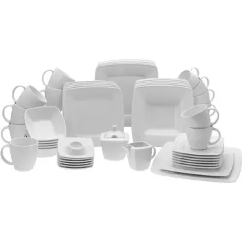 CreaTable Столовый сервиз фарфоровый на 12 человек 50 предметов, белый Victoria 11384 CreaTable