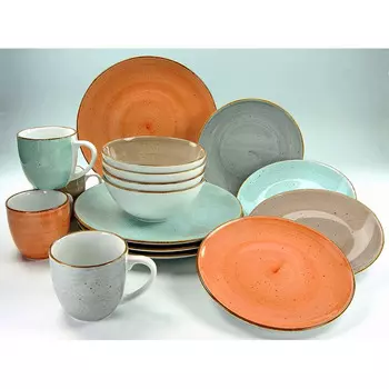CreaTable Столовый сервиз фарфоровый на 4 человека 16 предметов, разноцветный Vintage Nature series CreaTable