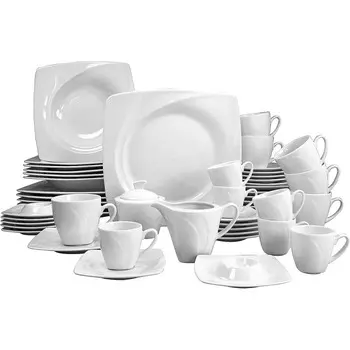 CreaTable Столовый сервиз фарфоровый на 6 человек 50 предметов, белый Celebration series CreaTable
