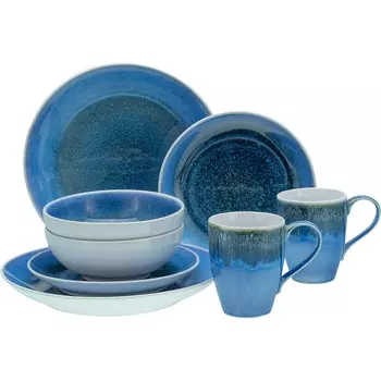 CreaTable Столовый сервиз из керамогранита на 2 человека 8 предметов, синий Caldera Series 25862 CreaTable