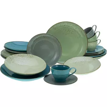 CreaTable Столовый сервиз из керамогранита на 4 человека 20 предметов Nature Collection Aqua CreaTable