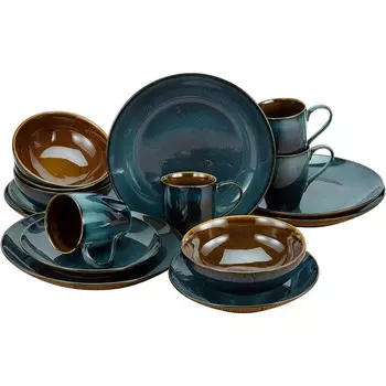 CreaTable Столовый сервиз из керамогранита на 4 человека 16 предметов Mallorca Series CreaTable
