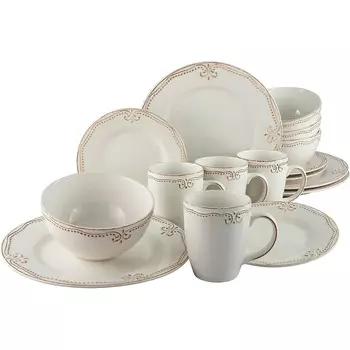 CreaTable Столовый сервиз из керамогранита на 4 человека 16 предметов Romantic Vintage 23601 CreaTable