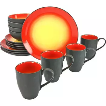 CreaTable Столовый сервиз из керамогранита на 4 человека 16 предметов, разноцветный Hot Red Series 20200 CreaTable