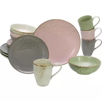 CreaTable Столовый сервиз из керамогранита на 4 человека 16 предметов Nature Collection Mediterranean CreaTable