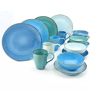 CreaTable Столовый сервиз из керамогранита на 4 человека 16 предметов Nature Collection Aqua 20063 CreaTable
