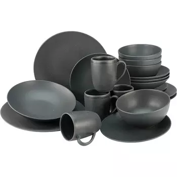 CreaTable Столовый сервиз из керамогранита на 4 человека 20 предметов, черный Soft Touch Series CreaTable