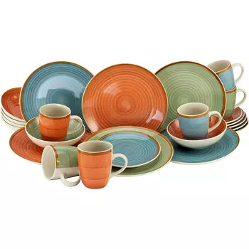 CreaTable Столовый сервиз из керамогранита на 6 человек 24 предмета Country Series CreaTable