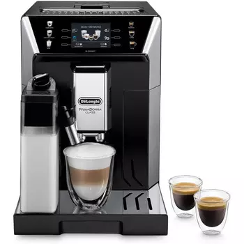 De'Longhi Кофемашина на 2 чашки c насадкой для вспенивания молока, серо-черная PrimaDonna Class De'Longhi
