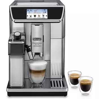 De'Longhi Кофемашина на 2 чашки с насадкой для вспенивания молока, серая PrimaDonna Elite De'Longhi