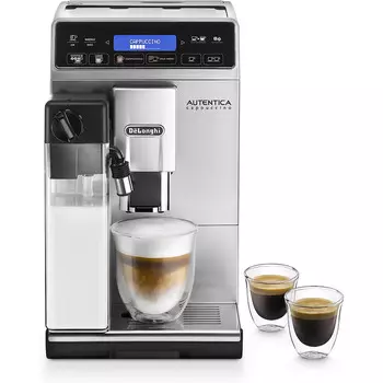 De'Longhi Кофемашина на 2 чашки с насадкой для вспенивания молока, серая Autentica De'Longhi