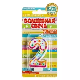 Свеча в торт цифра 2 С Днем Рождения