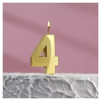 Свеча в торт на шпажке «‎грань», цифра "4", 5 х 3.5 см