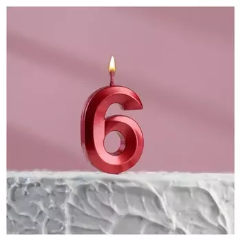 Свеча в торт на шпажке «‎грань», цифра "6", 5 х 3.5 см