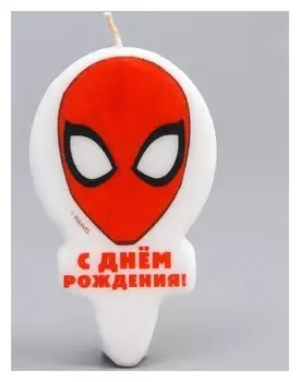 Свеча в торт "С днем рождения!", человек-паук