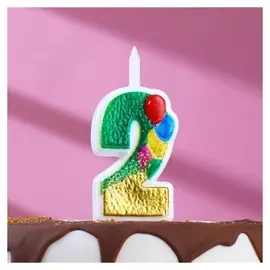 Свеча в торт "Воздушные шарики", цифра"2", 12 см