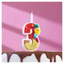 Свеча в торт "Воздушные шарики", цифра"3", 12 см