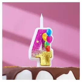 Свеча в торт "Воздушные шарики", цифра"4", 12 см