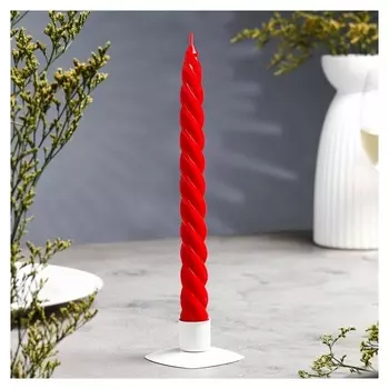 Свеча витая, 2,3х 24,5 см, 5 ч, 50 г, красная