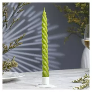 Свеча витая, 2,3х 24,5 см, 5 ч, 50 г, оливковая