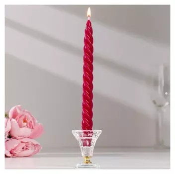Свеча витая, 2,3х 24,5 см, малиновая