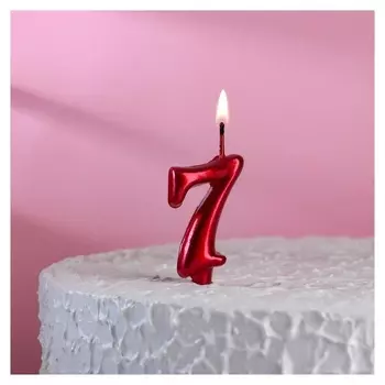 Свеча для торта, цифра "7", рубиновый
