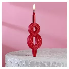 Свеча для торта, цифра "8", рубиновый узор