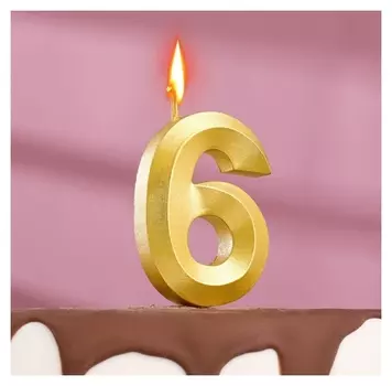 Свеча для торта на шпажке "Грань", 9,5х4 см, цифра"6"