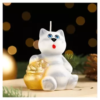 Свеча фигурная "Кот с монетами", 7х3,7 см, 35 г, 1 ч