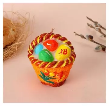 Свеча "Корзинка с яйцами", 7 х 7,5 см, 120 грамм