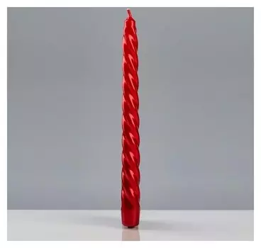 Свеча "Лакированная витая №40", 2,2×23 см, красная металлик матовый