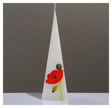 Свеча "Маки пирамида", 6,5×6,5×23 см, белый жемчуг
