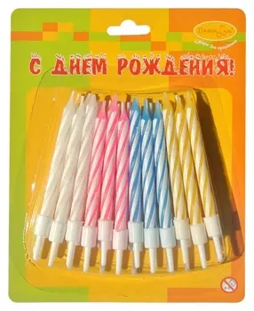 Свеча -мини 2-х цветные 24шт/уп с держателями 6см (6024918)mc.