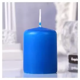 Свеча пеньковая, цвет синий, 4х5 см