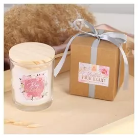 Свеча с деревянной крышкой "Beautiful", 7 х 8,5 см