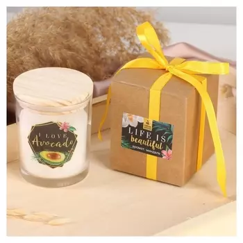 Свеча с деревянной крышкой "I Love Avocado", 7 х 8,5 см