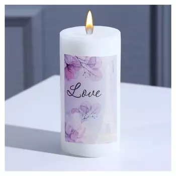 Свеча-столбик «Love», белая, 4,5 х 9 см
