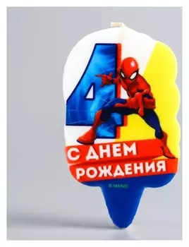 Свеча в торт 4 "С днем рождения", человек-паук