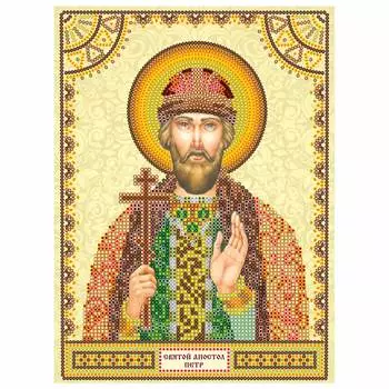 ACK-025 Схема для вышивки иконы бисером на натуральном художественном холсте 'Святой Петр' 17*23см