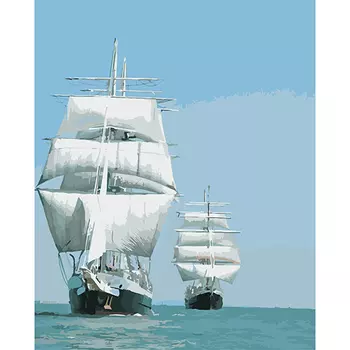 A027 Набор для рисования по номерам 'Корабли в море' 40*50см