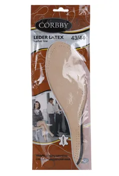 Стельки Corbby Leder Latex латекс основа с активир углем натур кожа р 43-44