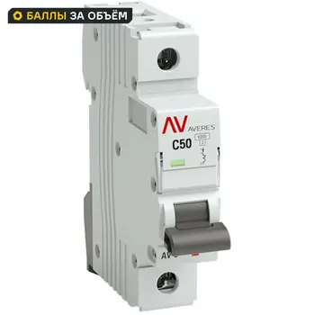Автоматический выключатель EKF Averes AV-6 1P C50 А 6 кА mcb6-1-50C-av
