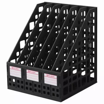 Лоток для бумаг вертикальный Brauberg MAXI Plus 6 отделений, пластиковый, черный (237015)