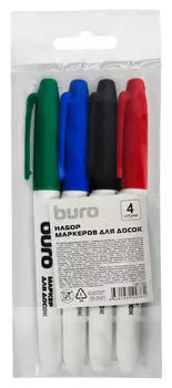 Маркер для доски Buro, 4 шт., ассорти (1487363)