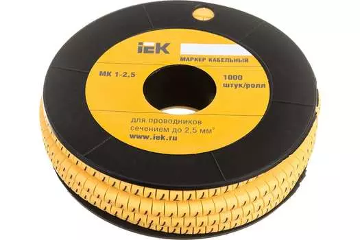 Маркировочное кольцо IEK цифра "7" для под кабель сечением 2.5мм, 1000 шт., желтый (UMK10-7)